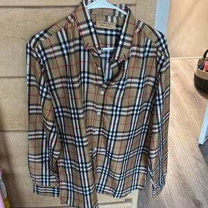 Burberry Tan and Black Plaid Casual unisex shirt